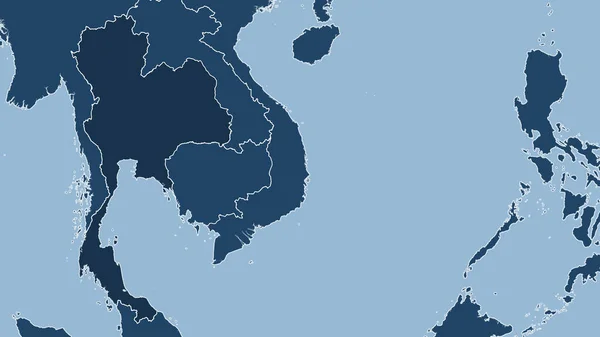 Thailand Nahaufnahme Des Landes Keine Umrisse Formen Nur Land Ozeanmaske — Stockfoto