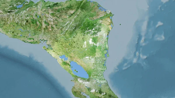 Nicaragua Gebied Satelliet Kaart Stereografische Projectie Ruwe Samenstelling Van Rasterlagen — Stockfoto