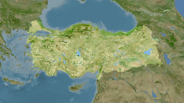 Uydu Üzerindeki Türkiye Alanı Stereografik Projeksiyonda Bir Harita Raster Katmanlarının — Stok fotoğraf