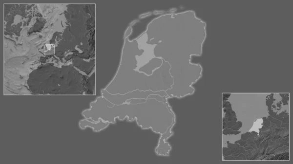 Primo Piano Dei Paesi Bassi Sua Posizione Nella Regione Centro — Foto Stock