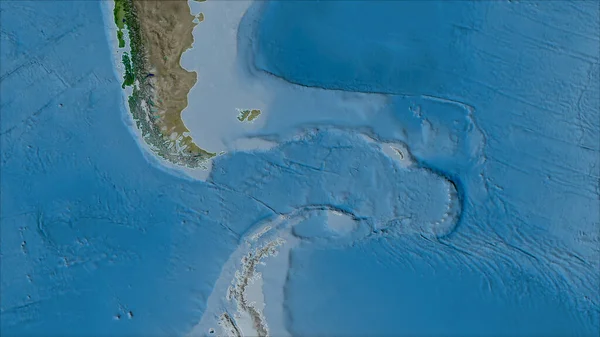Grannskap Scotia Tektoniska Plattan Satelliten Karta Van Der Grinten Projektion — Stockfoto