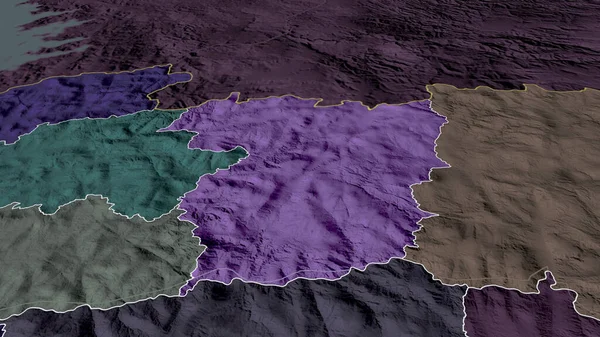 Vila Real Distrito Portugal Ampliado Destacado Mapa Coloreado Tocado División — Foto de Stock
