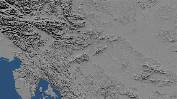 슬로베니아 국가의 윤곽이 Grayscale Elevation Map — 스톡 사진