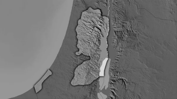 Palestina Área Mapa Elevação Bilevel Projeção Estereográfica Composição Bruta Camadas — Fotografia de Stock