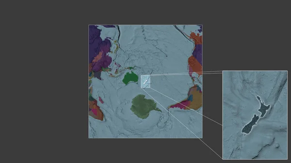 Área Ampliada Ampliada Nueva Zelanda Extraída Del Mapa Gran Escala —  Fotos de Stock