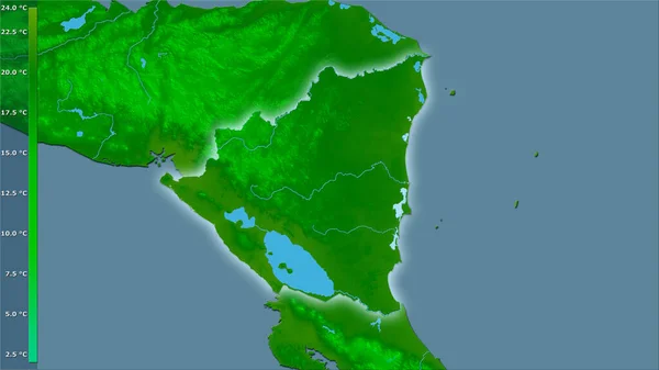Température Minimale Mois Froid Dans Région Nicaragua Dans Projection Stéréographique — Photo