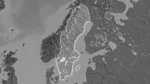 Suécia Área Mapa Elevação Bilevel Projeção Estereográfica Composição Bruta Camadas — Fotografia de Stock
