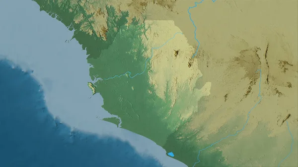 Sierra Leona Mapa Topográfico Relieve Proyección Estereográfica Composición Cruda Las — Foto de Stock