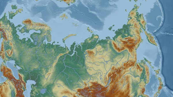 Russia Close Perspective Country Outline Topographic Relief Map — Stock Photo, Image