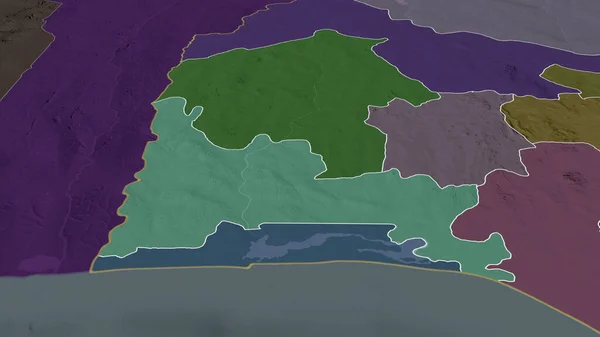 Огун Государство Нигерия Увеличилось Выделено Цветная Карта Административного Деления Рендеринг — стоковое фото
