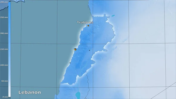 Precipitação Mês Mais Chuvoso Dentro Área Líbano Projeção Estereográfica Com — Fotografia de Stock