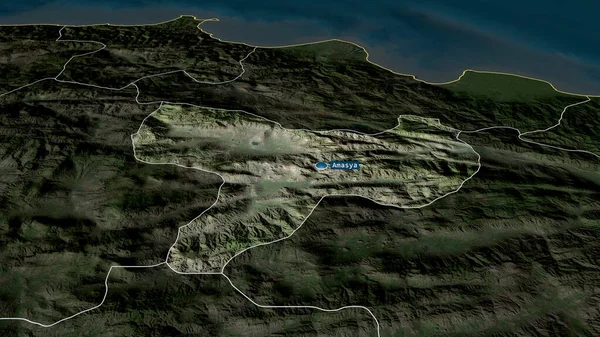 Amasya Provinz Der Türkei Vergrößert Und Mit Kapital Hervorgehoben Satellitenbilder — Stockfoto