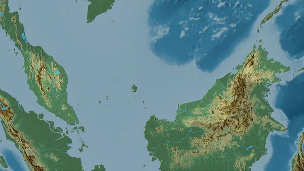 Malásia Área Mapa Relevo Topográfico Projeção Estereográfica Composição Bruta Camadas — Fotografia de Stock