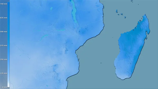 Efsanevi Stereografik Projeksiyondaki Mozambik Bölgesindeki Nemli Ayın Yağışı Raster Tabakalarının — Stok fotoğraf