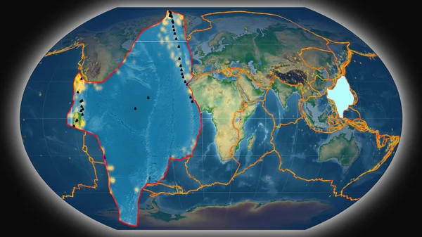 Philippine Sea Tectonic Plate Extruded Presented Global Color Physical Map — Stock Photo, Image