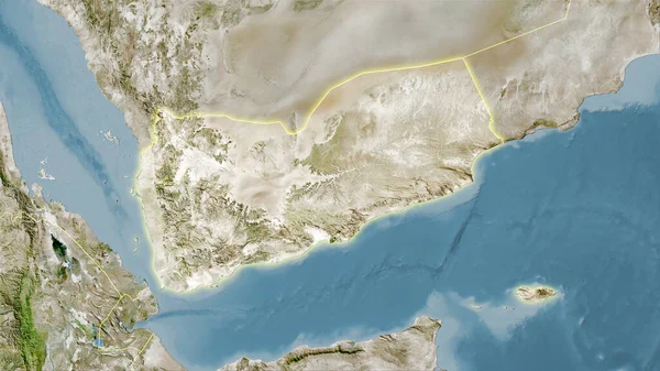 Obszar Jemenu Satelicie Mapa Projekcji Stereograficznej Surowa Kompozycja Warstw Rastrowych — Zdjęcie stockowe