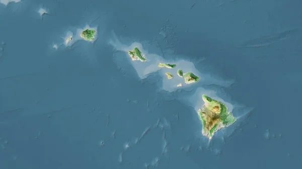 Amerikai Egyesült Államok Hawaii Terület Műholdas Térképen Sztereográfiai Vetítés Nyers — Stock Fotó