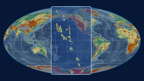 Втілений Точки Зору Вануату Контур Перспективними Лініями Проти Глобальної Карти — стокове фото