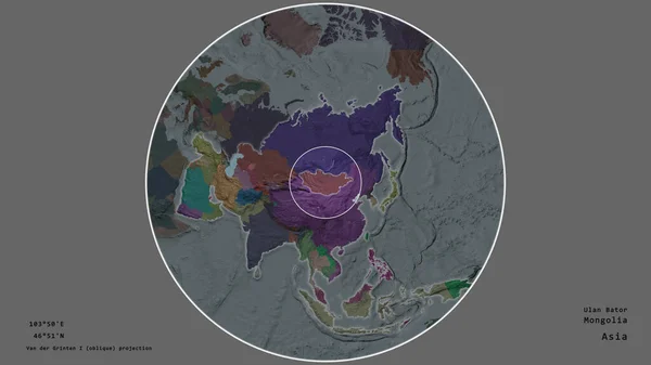 Zone Mongolie Marquée Cercle Sur Carte Grande Échelle Continent Isolé — Photo