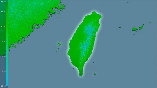 Minimumtemperatuur Van Koudste Maand Het Taiwanese Gebied Stereografische Projectie Met — Stockfoto