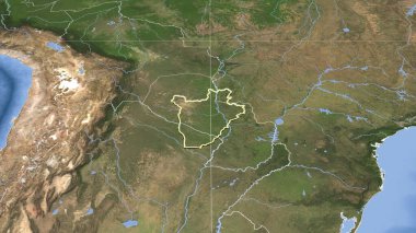 Paraguay ve mahallesi. Uzak eğimli perspektif - şekil çizilmiş. uydu resimleri