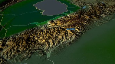 Merida- Venezuela eyaleti sermaye ile yakınlaştırıldı ve vurgulandı. Ana fiziksel manzara özellikleri. 3B görüntüleme