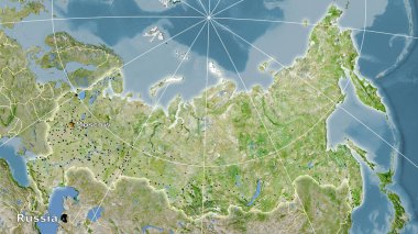 Uydudaki Rusya alanı stereografik projeksiyondaki bir harita - ana bileşim