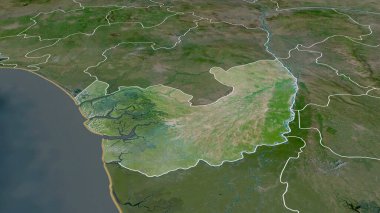 Delta - Nijerya Devleti yakınlaştırıldı ve altı çizildi. Uydu görüntüleri. 3B görüntüleme