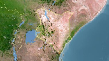 Stereografik projeksiyondaki C uydusunun Kenya bölgesi - ışık saçan ana hatlı raster katmanlarının ham bileşimi