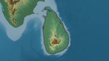 Stereografik projeksiyondaki Sri Lanka bölgesi üzerinde - koyu parlak çizgili raster tabakalarının ham bileşimi