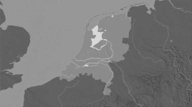 Stereografik projeksiyondaki bilek yüksekliği haritasında Hollanda bölgesi - raster katmanlarının ham bileşimi