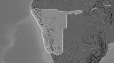 Stereografik projeksiyondaki bilek yüksekliği haritasında Namibya bölgesi - ışık saçan ana hatlı raster tabakalarının ham bileşimi