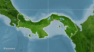 Stereografik projeksiyondaki B uydusu haritasında Panama alanı - ana kompozisyon