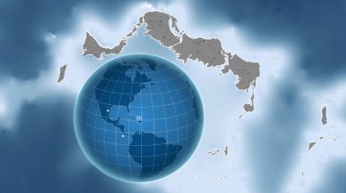 Turks ve Caicos Adaları. Zoom haritasına karşı ülkenin şekline sahip bir dünya. Gri tonlama yükseklik haritası