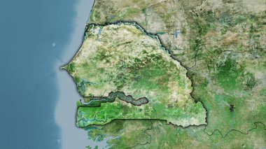 Stereografik projeksiyondaki D uydusunun Senegal alanı - koyu parlak çizgili raster tabakalarının ham bileşimi