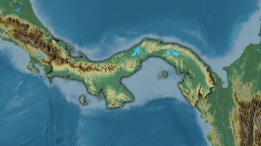 Stereografik projeksiyondaki topografik yardım haritasında Panama alanı - koyu parlak ana hatlı raster tabakalarının ham bileşimi
