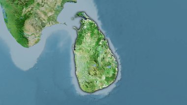 Stereografik projeksiyondaki D uydusu üzerinde Sri Lanka alanı - koyu parlak dış hatlı raster tabakalarının ham bileşimi