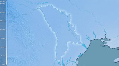 Efsanevi stereografik projeksiyondaki Moldova bölgesinin en nemli ayının yağışı - ışık saçan ana hatlı raster tabakalarının ham bileşimi