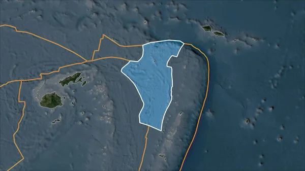 Placa Tectónica Niuafoou Delineada Mapa Satélite Separada Por Desaturación Sus — Foto de Stock