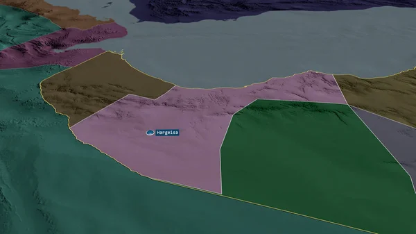 Woqooyi Galbeed Région Somalie Zoomé Mis Évidence Avec Capitale Carte — Photo