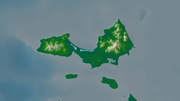 Nueva Esparta 委内瑞拉 湖泊和河流的彩色阴影数据 形状与它的国家相对应 3D渲染 — 图库照片