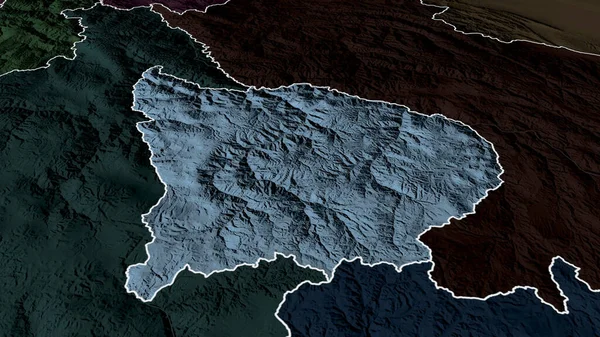 Apurimac Region Peru Powiększył Podkreślił Kolorowa Wyboista Mapa Podziału Administracyjnego — Zdjęcie stockowe