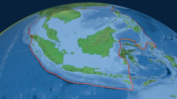 Die Tektonische Platte Sunda Wurde Auf Dem Globus Extrudiert Topographische — Stockfoto