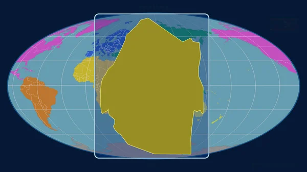 Vista Ampliada Suazilândia Delinear Com Linhas Perspectiva Contra Mapa Global — Fotografia de Stock