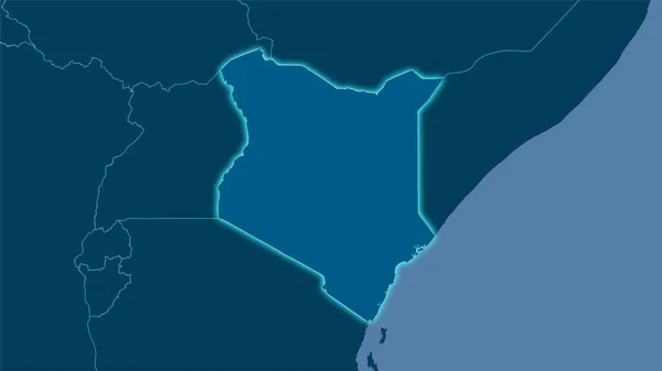 Obszar Kenii Solidnej Mapie Projekcji Stereograficznej Surowa Kompozycja Warstw Rastrowych — Zdjęcie stockowe
