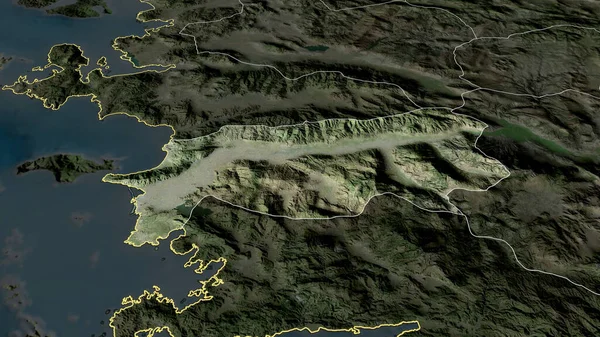Aydin Provinsen Turkiet Zoomas Och Betonas Satellitbilder Rendering — Stockfoto