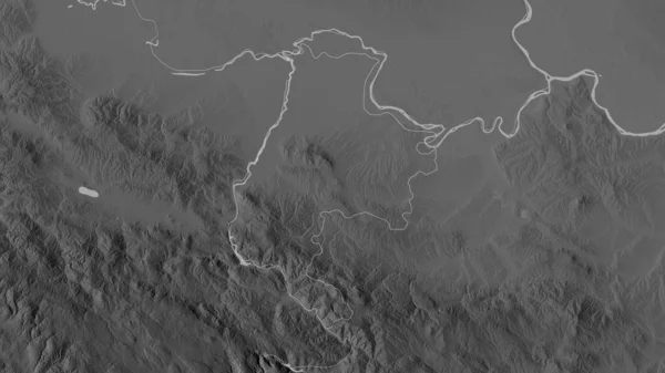 Macvanski Distrito Serbia Mapa Escala Grises Con Lagos Ríos Forma — Foto de Stock