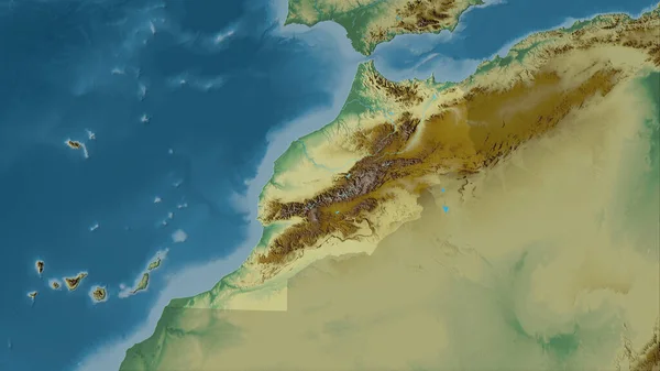 Région Maroc Sur Carte Topographique Relief Dans Projection Stéréographique Composition — Photo