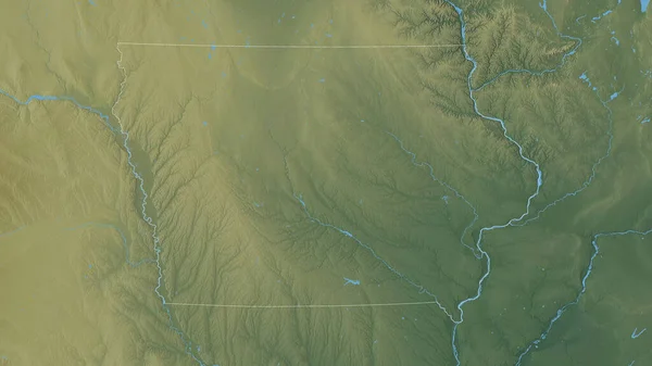 Iowa Stato Degli Stati Uniti Rilievo Colorato Con Laghi Fiumi — Foto Stock