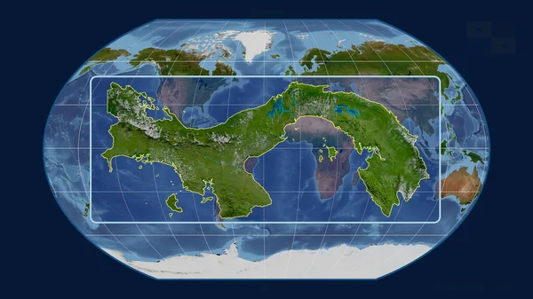 Zoomed View Panama Outline Perspective Lines Global Map Kavrayskiy Projection — Stock Photo, Image